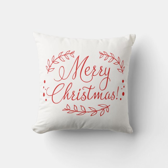 Cojín Decorativo Melodía de navidad roja y blanca (Anverso)