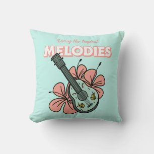 Cojín Decorativo Melodías Tropicales Ukulele Arte Floral