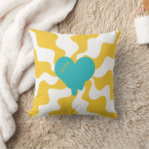 Cojín Decorativo Melt cardíaco - turquesa y amarillo