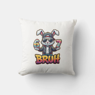 Cojín Decorativo Meme de conejo de Pascua Bruh Divertido 6 7 Huevos