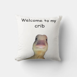 Cojín Decorativo Meme del Pato Divertido – “Bienvenido a Mi Casa” A