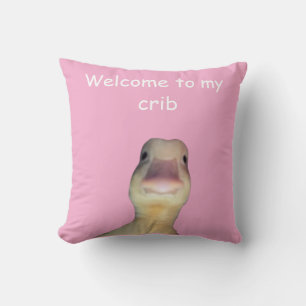 Cojín Decorativo Meme del Pato Divertido – “Bienvenido a Mi Casa” A