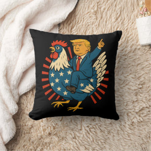 Cojín Decorativo Meme divertido de Jockey sobre pollo Trump