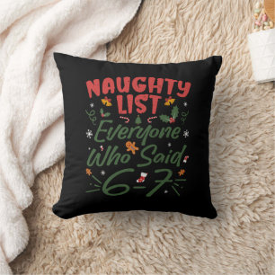 Cojín Decorativo Meme divertido de Navidad 6-7 Lista traviesa Humor