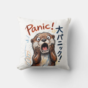 Cojín Decorativo Meme Divertido de Nutria en Pánico
