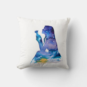 Cojín Decorativo Memoria del chica con flor azul