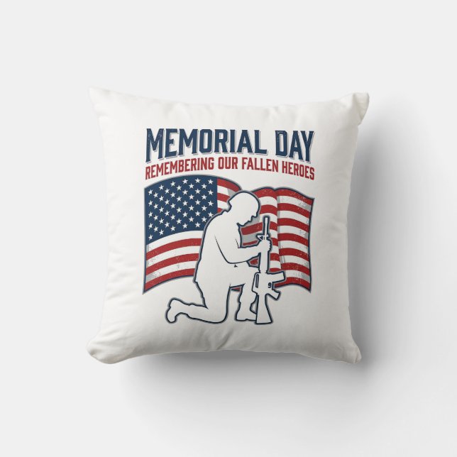 Cojín Decorativo Memorial Day Fallen Heroes Patriotic Soldier Shirt (Anverso)