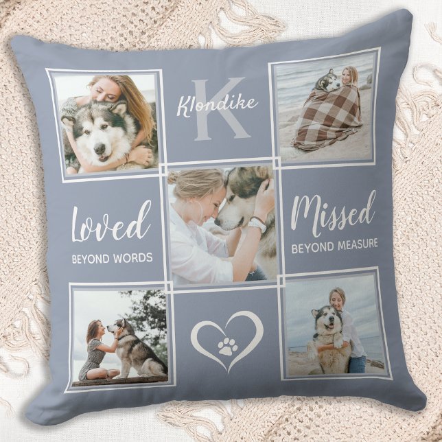 Cojín Decorativo Memorial del perro mascota Keepsake Gray Collage d (Subido por el creador)