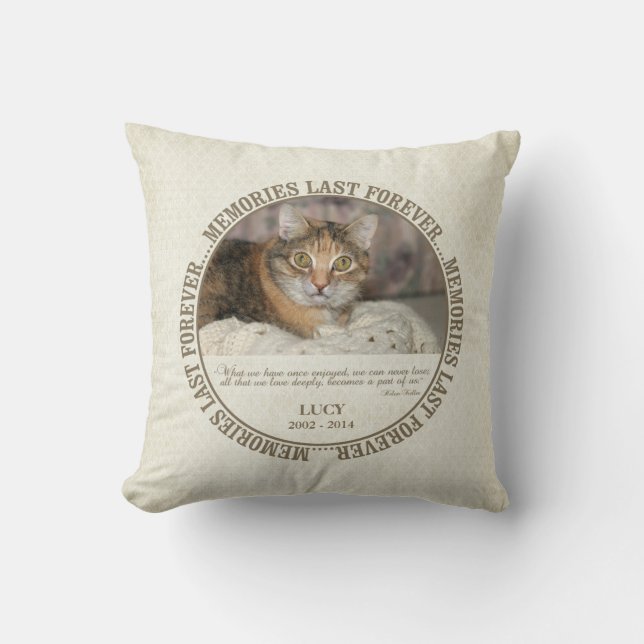 Cojín Decorativo Memorial - Pérdida de Personalizado Mascota Foto / (Anverso)