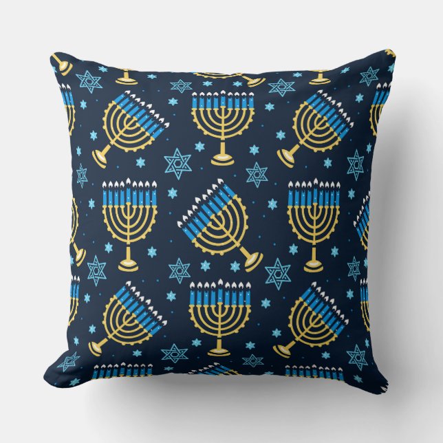 Cojín Decorativo Menorahs y la estrella de David Hanukkah (Anverso)