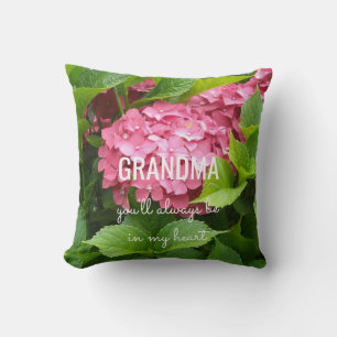 Cojín Decorativo Mensaje de Abuela con Hortensias Rosadas