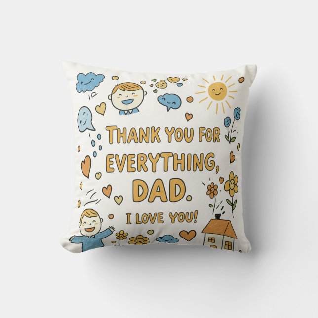 Cojín Decorativo Mensaje de Doodle positivo para papá (Anverso)