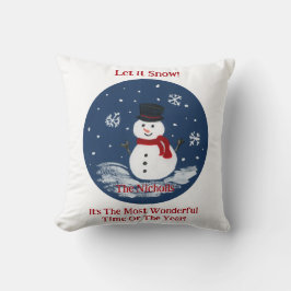 Cojín Decorativo Mensaje PERSONALIZADO de Snowman pintado a mano