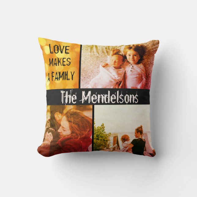 Cojín Decorativo Mensaje y fotos conocidos personalizados modernos (Anverso)