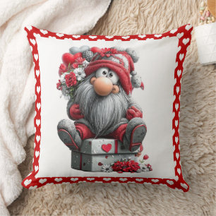 Cojín Decorativo Mensajero Gnomo del Amor Festivo "Corazón y Regalo