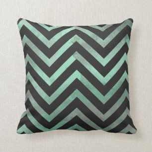 Cojín Decorativo Menta Chevron negro
