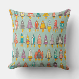 Cojín Decorativo menta de cohetes retro