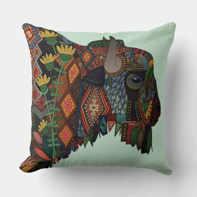Cojín Decorativo menta del bisonte (Anverso)
