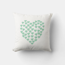 Cojín Decorativo Menta del corazón de los corazones en blanco