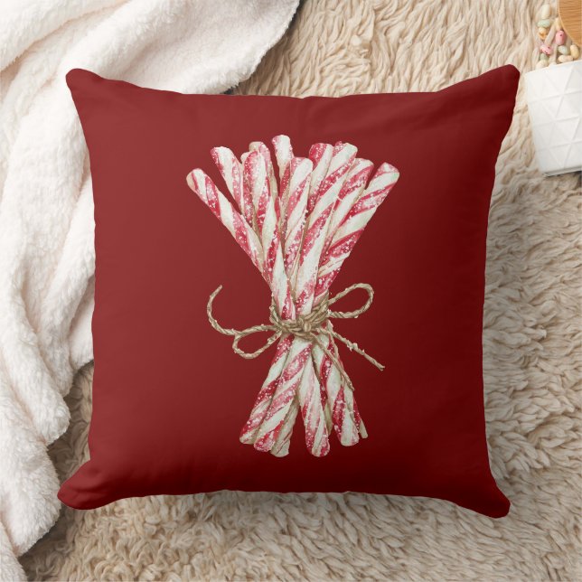 Cojín Decorativo Menta roja blanca de Navidad (Manta)