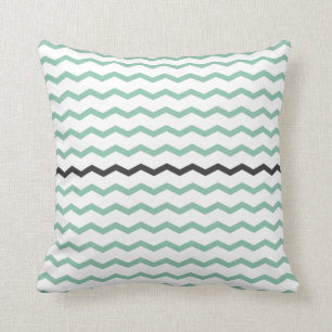 Cojín Decorativo Menta y Chevron gris