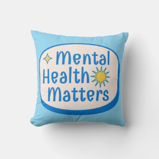 Cojín Decorativo Mental Health Matters Quote - Modern Blue & Yellow