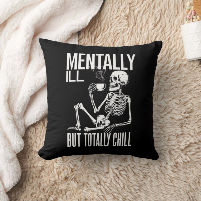 Cojín Decorativo Mentalmente Enfermo Pero Totalmente Chill Hallowee (Manta)