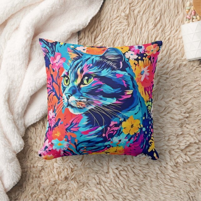 Cojín Decorativo Meow Maasterpieces: Arte Óptimo de pintura de gato (Manta)