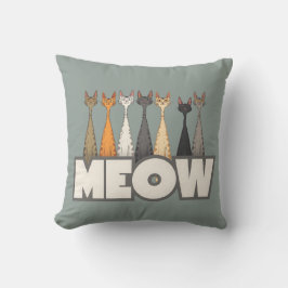Cojín Decorativo Meow Peeking Cats Sage Green Funny Cat Graphic Art