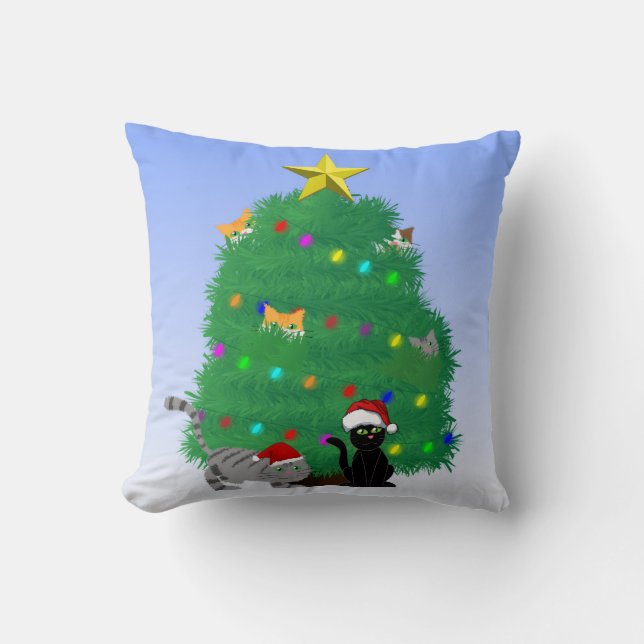 Cojín Decorativo Meow-y Christmas Throw Pillow (Anverso)