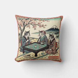 Cojín Decorativo Meowjong divertido lanzamiento de Mahjong de gatos
