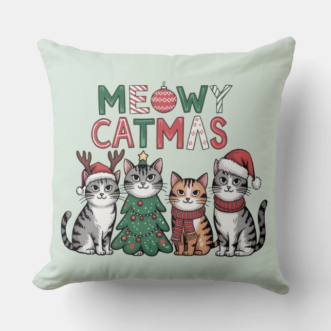 Cojín Decorativo Meowy Catmas Cute Christmas Cats - Holiday Decor (Anverso)