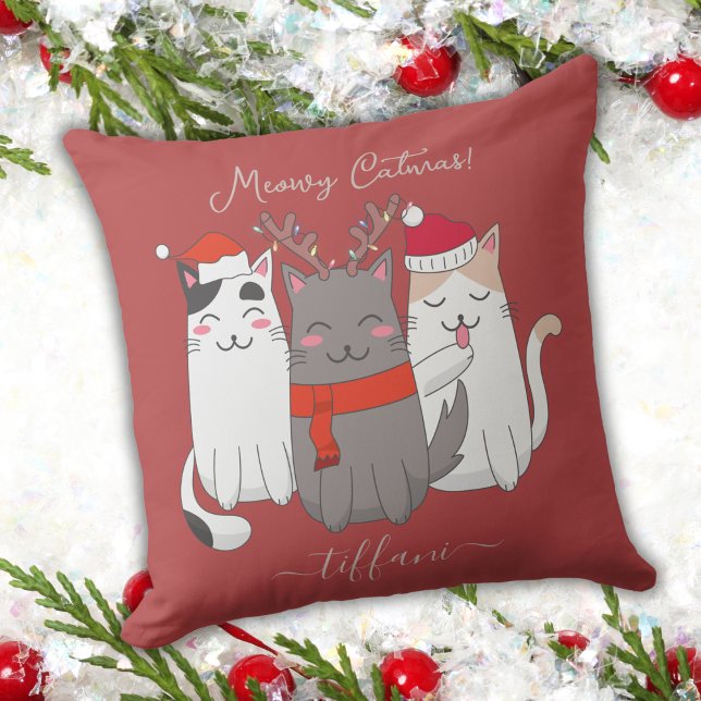 Cojín Decorativo Meowy Catmas Cute Navidades Personalizado de gatos (Subido por el creador)
