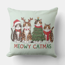 Cojín Decorativo Meowy Catmas Funny Holiday Cats - Christmas Decor
