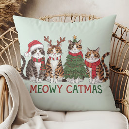 Cojín Decorativo Meowy Catmas Funny Holiday Cats - Christmas Decor 