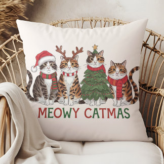 Cojín Decorativo Meowy Catmas Funny Holiday Cats - Christmas Decor