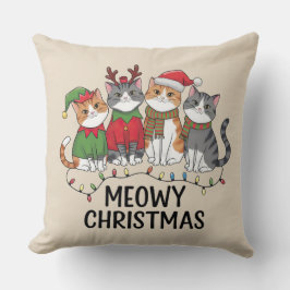 Cojín Decorativo Meowy Christmas Funny Cats - Cute Holiday