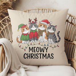 Cojín Decorativo Meowy Christmas Funny Cats - Cute Holiday 