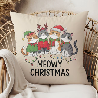 Cojín Decorativo Meowy Christmas Funny Cats - Cute Holiday