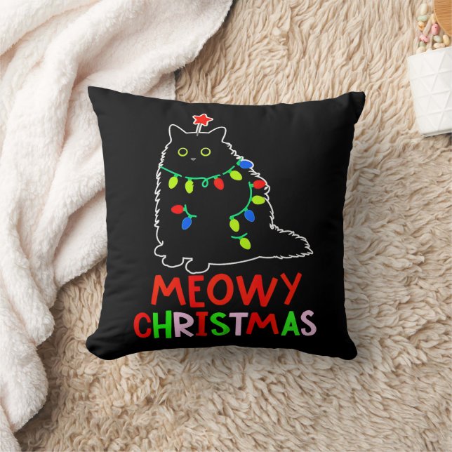 Cojín Decorativo Meowy Christmas Xmas Lights Black Cat Pajamas  (Manta)