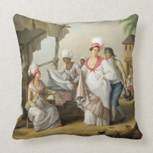 Cojín Decorativo Mercado de lino, Roseau, Dominica, c.1780 (el