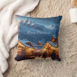 Cojín Decorativo Mercado de navidades en las montañas - personaliza