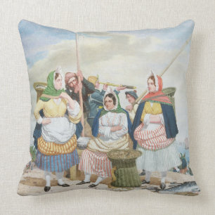 Cojín Decorativo Mercado de pescados por el mar, c.1860 (aceite en