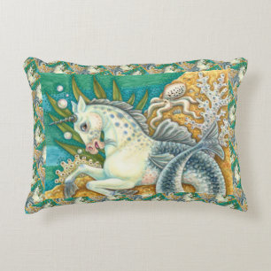 COJÍN DECORATIVO MERHORSE Y OCTOPUS BLANCO, CABALLO UNICORN FANTASY
