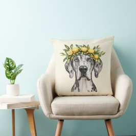 Cojín Decorativo Merle Great Dane Dog Lemon Crown