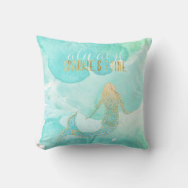 Cojín Decorativo Mermaid Aqua Gold Sparkle