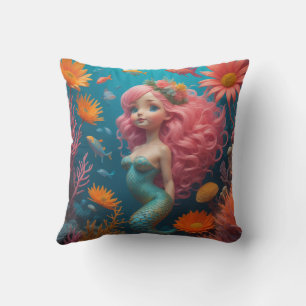 Cojín Decorativo Mermaid Cute Rosa