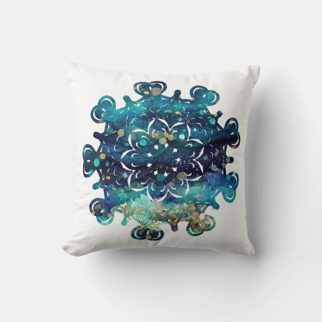 Cojín Decorativo Mermaid Sparkle Hearts Mandala (Anverso)