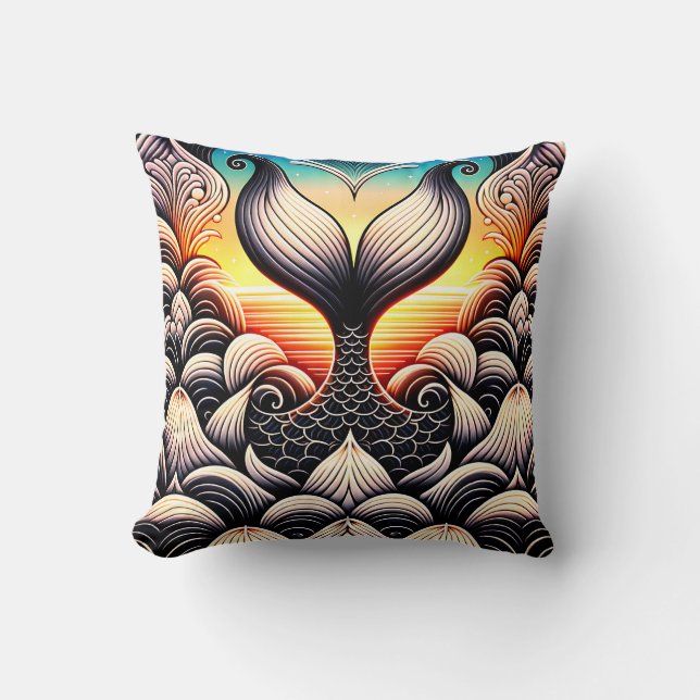 Cojín Decorativo "Mermaid Tail at Sunset - Ocean Art" (Anverso)