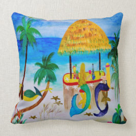 Cojín Decorativo Mermaid Tiki Beach Bar Pillow